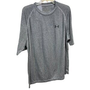 Under Armour Mens Grey Heathered Short Sleeve Athletic Shirt Size XL 5L